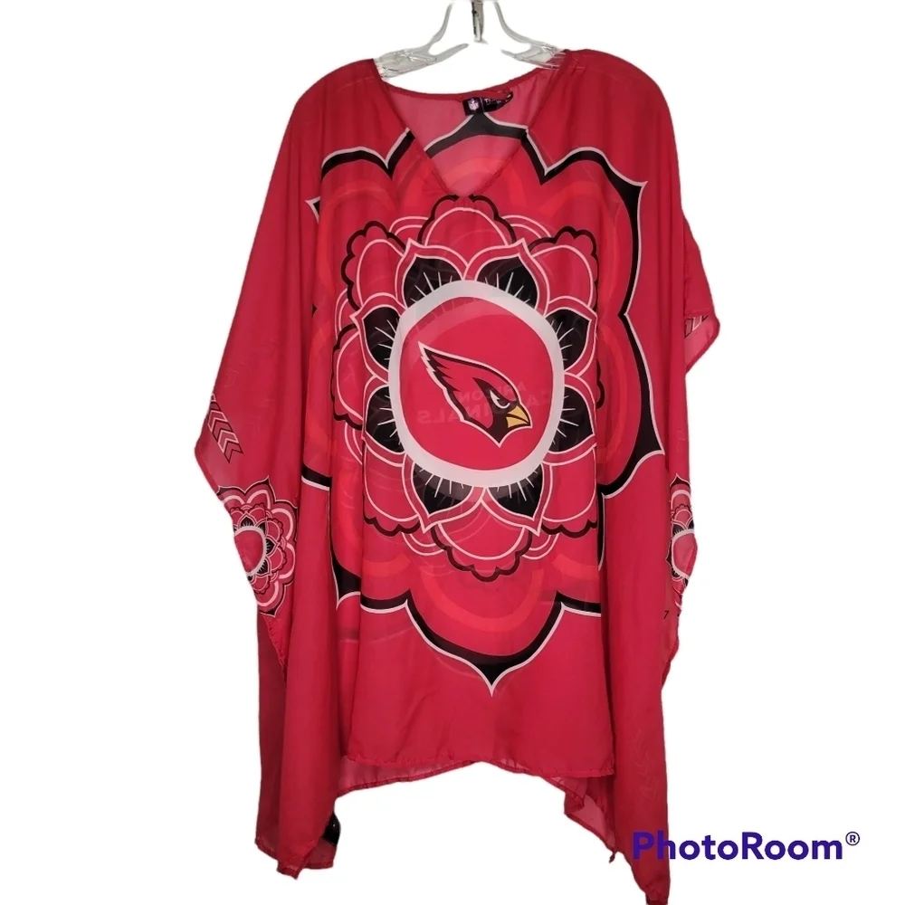 NFL AZ Cardinals Women's Sheer Caftan Swimsuit Cover-Up - Picture 5 of 6